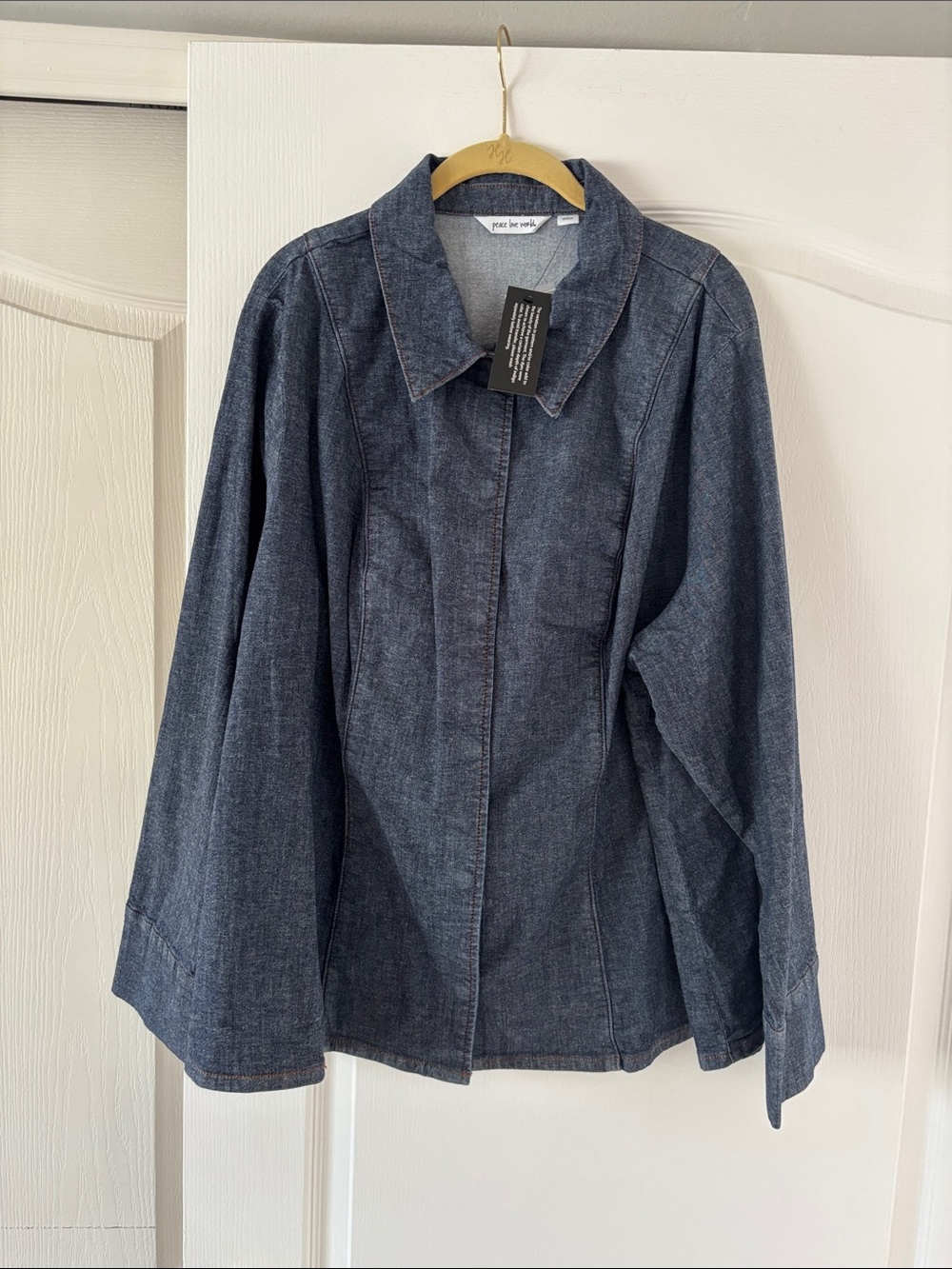NWT Peace Love World Indigo Denim Shirt Jacket SIZE 2X